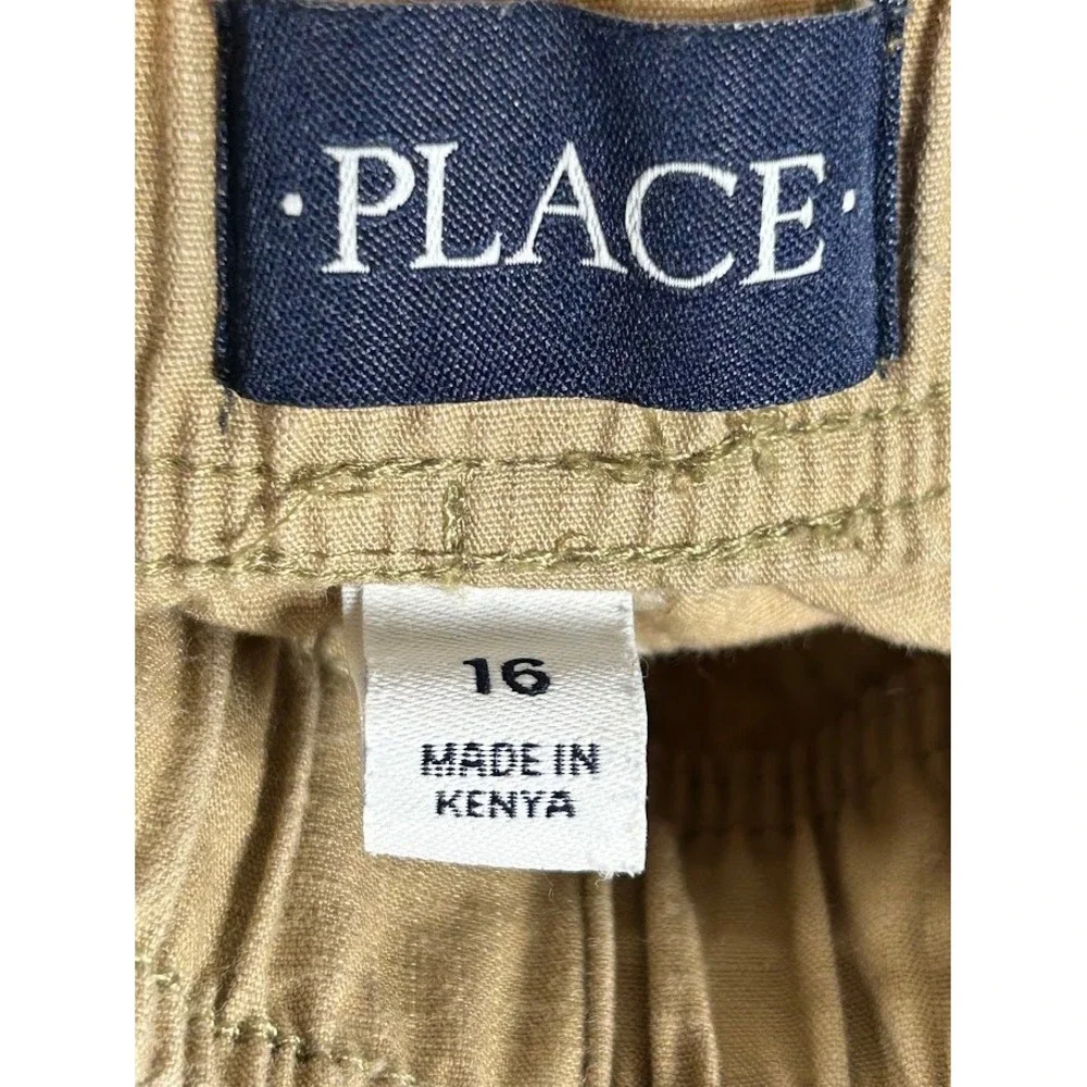 The Childrens Place Boys Tan Cargo Shorts Size 16 Khaki Adjustable Waist Utility